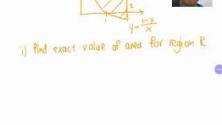 Integration to find area btw y=(1-x)/x and y=1