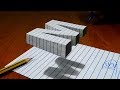3D Trick Art On Line Paper, Floating Letter M
