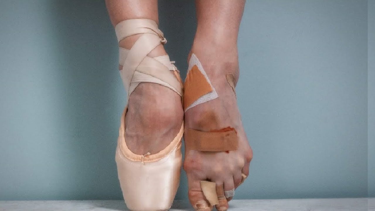 Ballerina foot job in ballet slippers