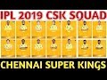 IPL 2019 Chennai Super Kings Team Squad | Indian Premier League 12 | Csk Probable Team | Player List