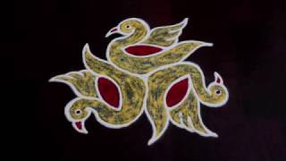 Simple Daily Birds Rani 3X2 Dots Birds Kolam Daily Rani With 3 Dots