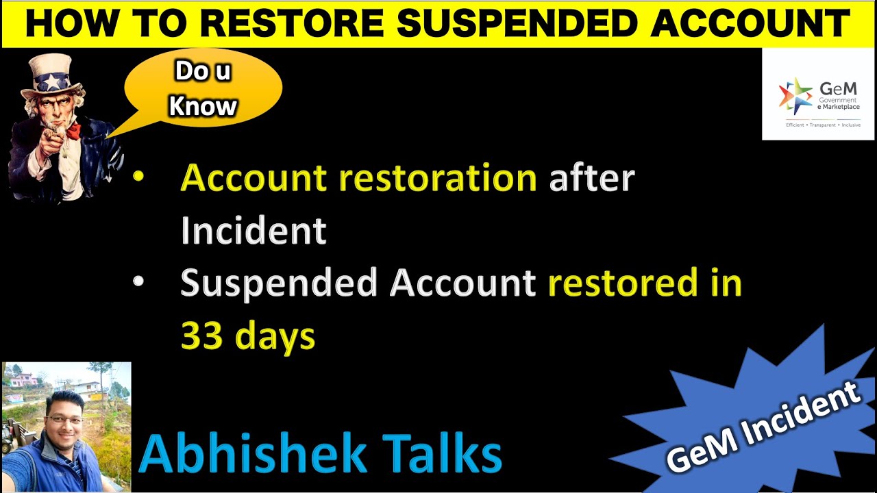 GeM Account Restored which was suspended for 365 days | GeM Account Restored which was suspended for 365 days |