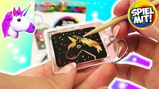 MAGIC SCRATCH Einhorn, Emoji, Meerjungfrau Scratch Art Schlüsselanhänger selber machen |Demo deutsch