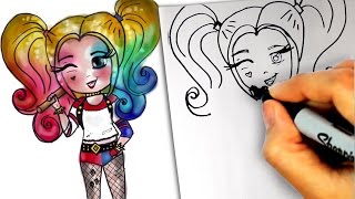 HOW TO DRAW HARLEY QUINN STEP BY STEP Anime Manga Chibi tutorial