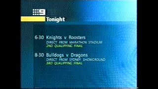 Channel Nine Sydney - Lineup And Ident 8.9.2001