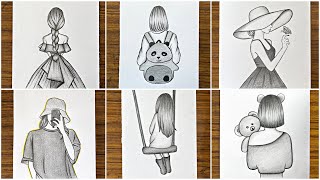 How To Draw A Girl In 6 Different Styles || Easy Drawing Ideas For Beginners || Drawing For Girls