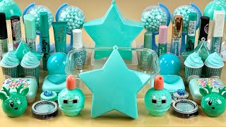 Asmr Slime 💚💦💤 Mixing ”Mint” Makeup, Eyeshadow, Glitter Into Slime. Satisfying Slime Video.