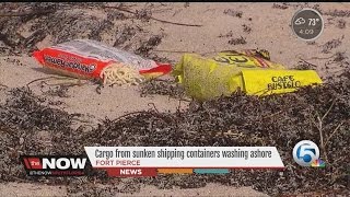 Cargo from sunken shipping containers washing ashore