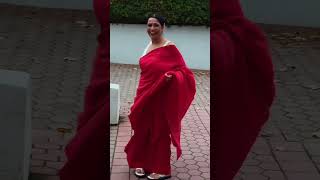 Indian Y Beautiful Women Red Colour Saree