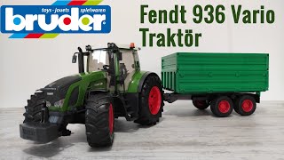 Bruder Fendt 936 Vario Traktör inceleme ve yeşil damperli römork ile kullanımı