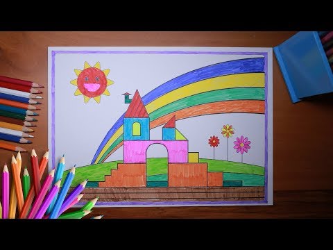 Hướng dẫn bé tô màu bức tranh lâu đài - How to color a Castle - for kids