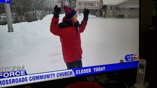 7 News Whdh Reporter Steve Cooper Kick A Football Into Parking Lot.