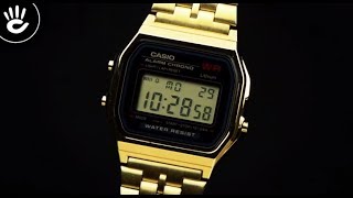 Review Đồng Hồ Casio A159Wgea-1Df Thiết Kế Vỏ Dây Mạ Vàng Nổi Bật Mặt Số Điện Tử Đa Chức Năng