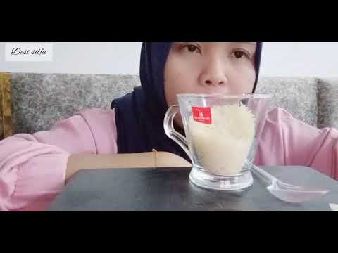 ASMR,EATING RAW RICE||,makan beras mentah ,cape ngunyah nya 😍