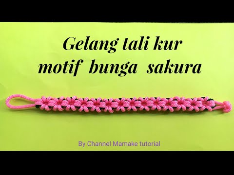 Tutorial membuat gelang tali kur motif bunga sakura || Cherry blossom bracelet