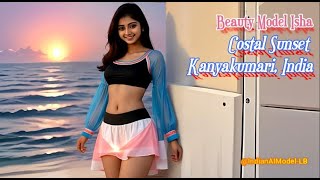 Ai Art Lookbook 💎Isha's Fashion Styles & Fabric Showcase💕Costal Sunset, Kanyakumari, India❤️