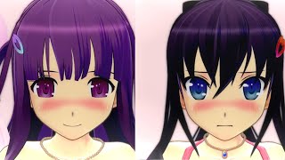 Senran Kagura Peach Beach Splash - Kiss Scenes Rinka & Ranka Kagurazaka