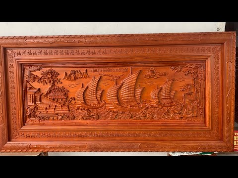 Báo giá tranh gỗ hương đỏ đục cảnh “Thuận buồm suôi gió “ rất phong thủy và ý nghĩa
