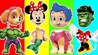 Wrong Heads Paw Patrol Mickey Mouse Hulk Bubble Guppies Finger Family Funny Cartoon For Kids