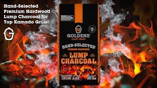 Premium Lump Charcoal for Top Kamado Grills! Goldens' Cast Iron