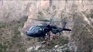 #Helikopter pilotunun kayalıklardaki Mehmetçiği tek tekerle tahliyesi nefes kest