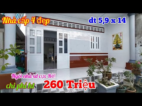 Nhà cấp 4 nông thôn miền Tây đẹp với giá rẻ chỉ 260 triệu hoàn thiện- dt 5,9 x 14M