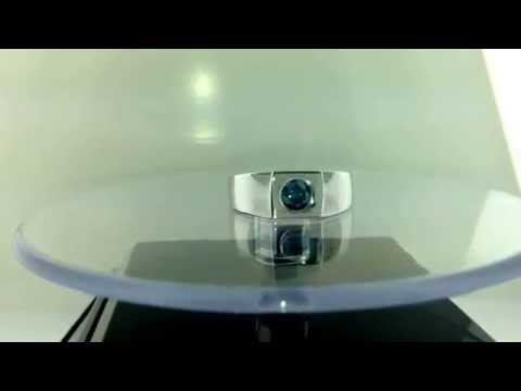 Fancy Blue Diamond Solitaire Mens Ring 14K White Gold Handmade  Fancy Blue Diamond Solitaire Mens Ring 14K White Gold Handmade