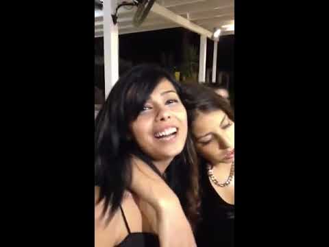 A drunk girl show her underwear