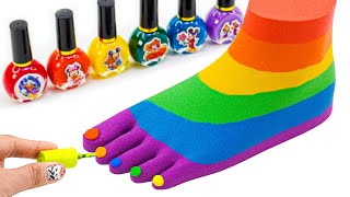 Asmr Video How To Make Rainbow Foot From Kinetic Sand Cutting & Nail Polish Making By Yo Yo