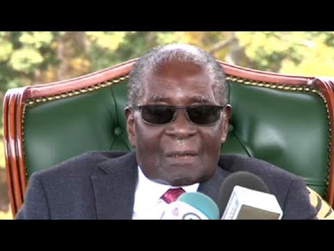 Former Zimbabwean Pres Robert Mugabe holds media briefing on the eve of July 30th polls