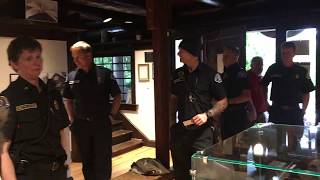 Seattle firefighters visit "Fired Up" exhibit at Log House Museum