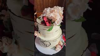 Birch tree wedding cake with amazing flowers