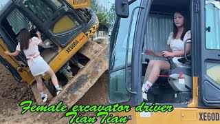 Specializes In Handling Difficult Situations. Beautiful Female Excavator Driver Tian Tian.