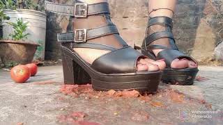 Asmr Tomato Crushing By Black High Heelsindian Feet Thebonglady95