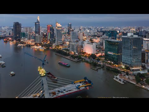 Phối cảnh cầu Thủ Thiêm 2 lên đèn vào ban đêm