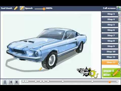 How to draw a 67 ford shelby mustang gt500