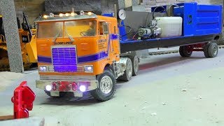 Heavy Hydraulic Press Transport! Strong RC Vehicles at Work! Tamiya Globe Liner 6x6