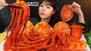 ASMR MUKBANG Braised Seafood (octopus, abalone, shrimp, scallops) eating