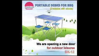 1.2m Portable folding aluminum BBQ table with stools