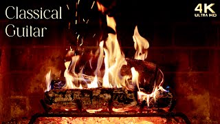 Relaxing Classical Guitar Music Fireplace 🔥 Acoustic Instrumental Fireplace Ambi