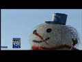 Tumbleweed snowman blown apart wind