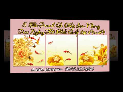 5 Bức Tranh Cá Chép Sen Vàng Treo Tết Phú Quý - Siêu Thị Tranh AmiA