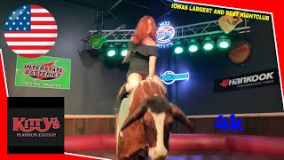 TRYING TO KEEP HER CLOTHES ON!  LADY BULL RIDING MRBEAST AT MISS KITTYS SLINGSHO