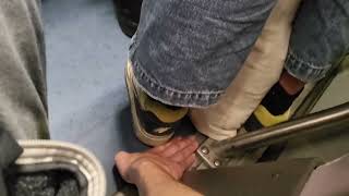 Candid Hand Trample In Train