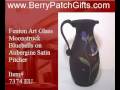 Fenton Art Glass Moonstruck bluebells on Aubergine Satin Pitcher 7374 EU