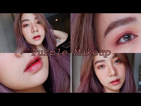 Purple Makeup look - ผมม่วงแบบนี้ แต่งหน้าโทนม่วงกันไปเลยจ้าาา - SaxZawphone