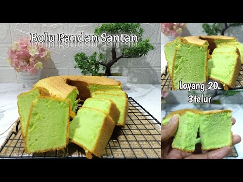 Resep Bolu Pandan Santan 3 Telur Metode All in One. Pakai Loyang Tulban Diameter 20cm