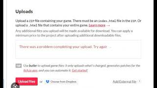 There Was A Problem Completing Your Upload. Error Itch.io