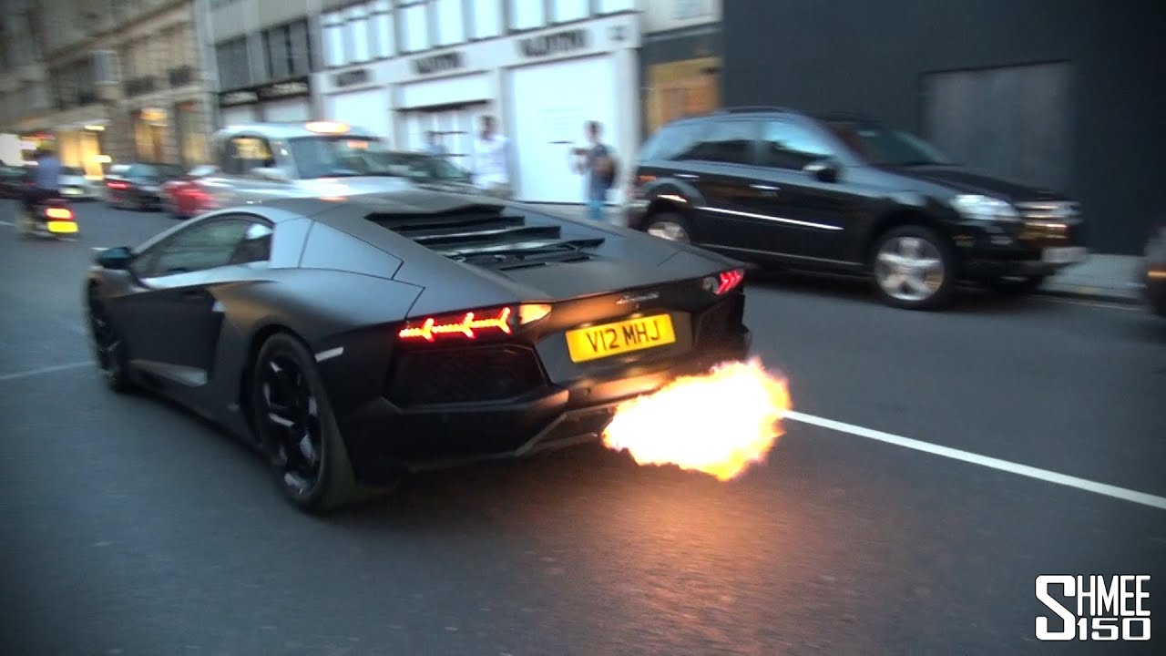 CRAZY FLAMES - Matte Black Lamborghini Aventador - YouTube