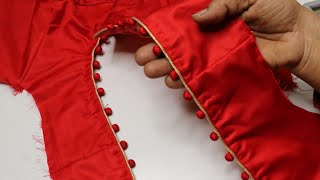 ఈజగ Potli On Neck Design With Piping Blouse Neck Design Piping Makingpotli Ons Making